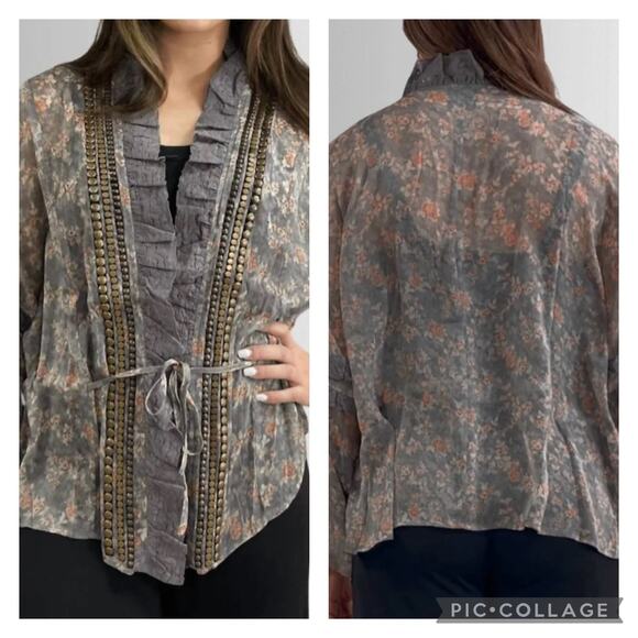 Jaded Gypsy Jackets & Blazers - Jaded Gypsy Garden Romance Jacket Floral Chiffon Lace Boho Festival One Size